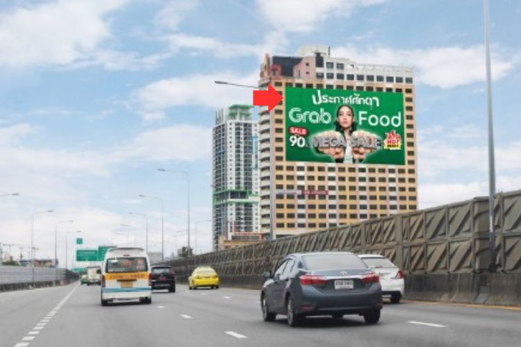 1 Panel Horizontal Building Wrap Billboard at Grand Tower Inn (Outbound), Bangkok, Phaya Thai, Bangkok