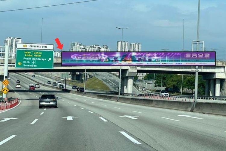 1 Sided Overhead Bridge Billboard at DUKE Highway, Kuala Lumpur (towards Mont Kiara)