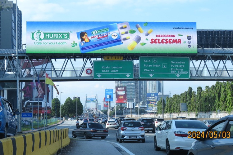 1 Panel Digital Overhead Bridge Billboard at LDP Highway KM15.7, Petaling Jaya, Selangor (towards Western Digital)