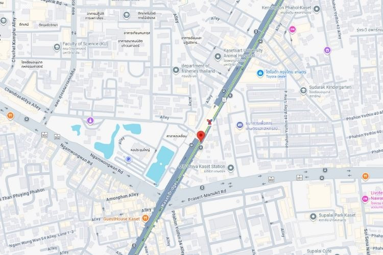 Phaholyothin Road, Chatuchak, Bangkok in front of Kaset University.