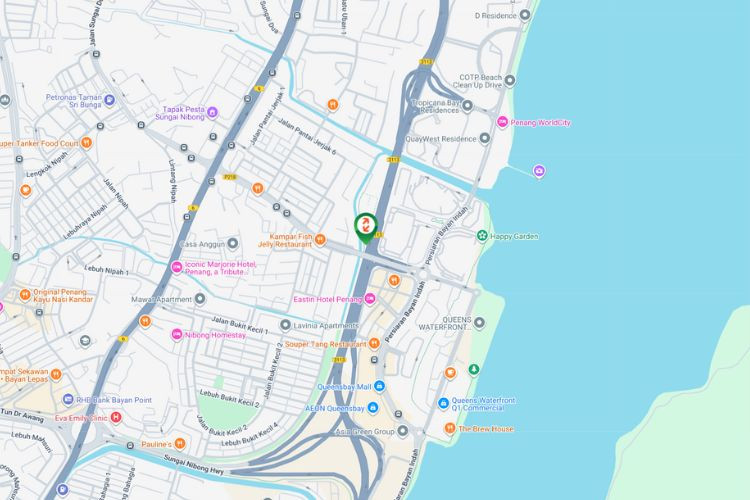 Map - Horizontal Unipole Billboard at Jalan Tun Dr Lim Chong Eu, Gelugor, Penang
