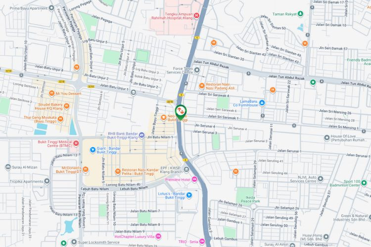 Map - Vertical Minipole Billboard at Jalan Langat / Jalan Serunai / Lebuh Batu Nilam Interchange, Klang, Selangor (near new flyover)