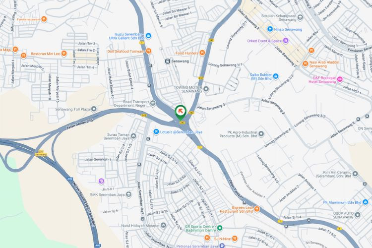 Map - Overhead Bridge Billboard at Jalan Rahang / Jalan Senawang, Seremban, Negeri Sembilan (Nearby Lotus's Seremban Jaya, from Seremban town)