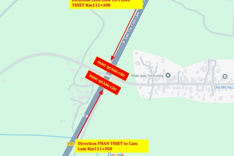 Map - Horizontal Iron Frame Panel Billboard at Km111+300 Overwheel, Khanh Hoa (Panel B)