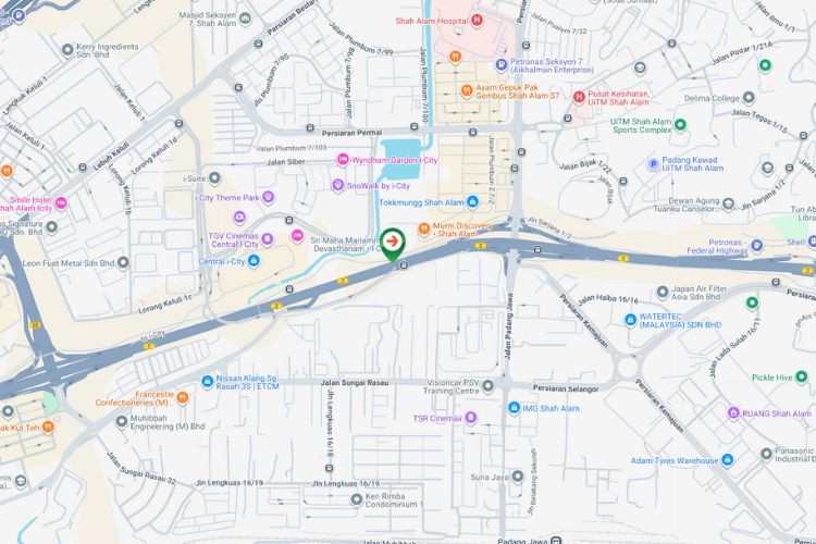Map - Overhead Bridge Billboard at Federal Highway KM7.2, Shah Alam, Selangor (near iCity heading to Shah Alam)