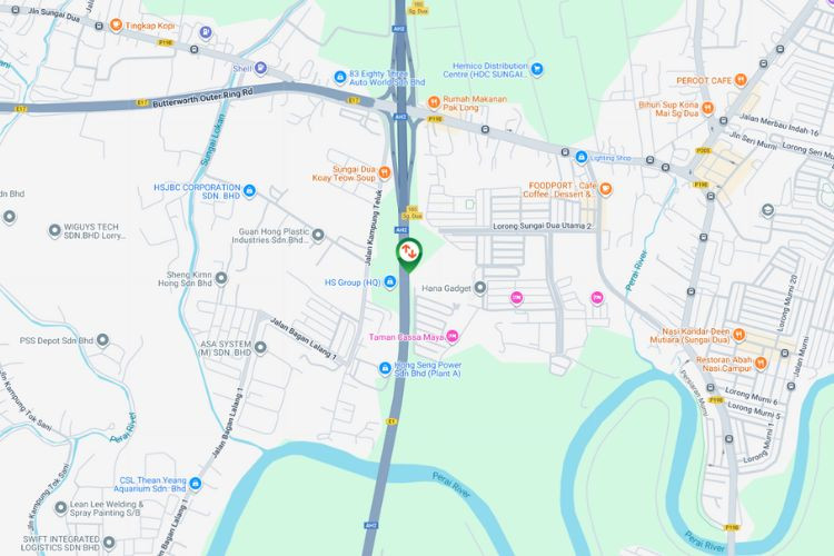 Map - Vertical Minipole Billboard at NSE Highway KM130.3, Sungai Dua, Penang