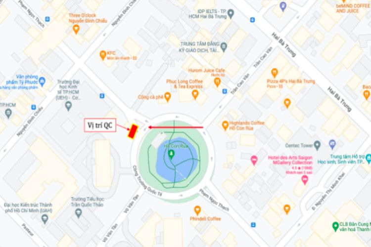 Map - Horizontal Digital Screen Billboard at 11A Pham Ngoc Thach, District 3, Ho Chi Minh City (Turtle Lake)