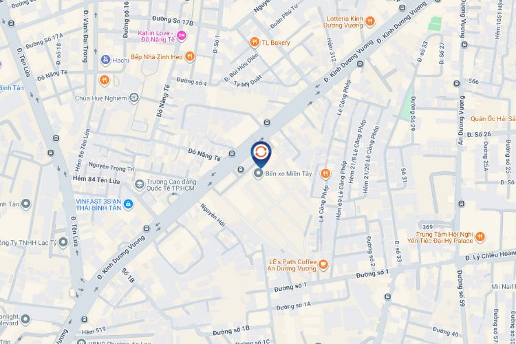 Map - Horizontal Wall-Mounted Billboard at 395 Kinh Duong Vuong, Binh Tan District, Ho Chi Minh City (Mien Tay Bus Station)