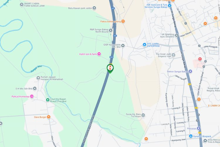 Map - Vertical Unipole Billboard at NSE Highway KM158.9, Jawi, Penang (between Bukit Tambun and Jawi Interchange)