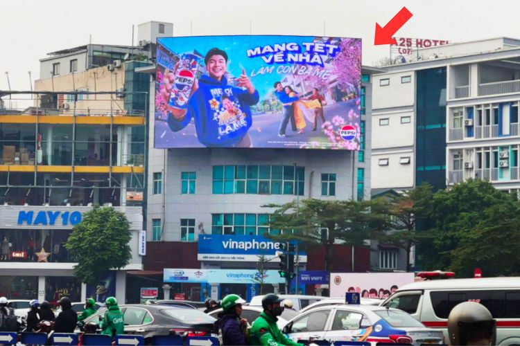 Horizontal Wall-Mounted Billboard at 22 Dong Cac, Dong Da District, Ha Noi City
