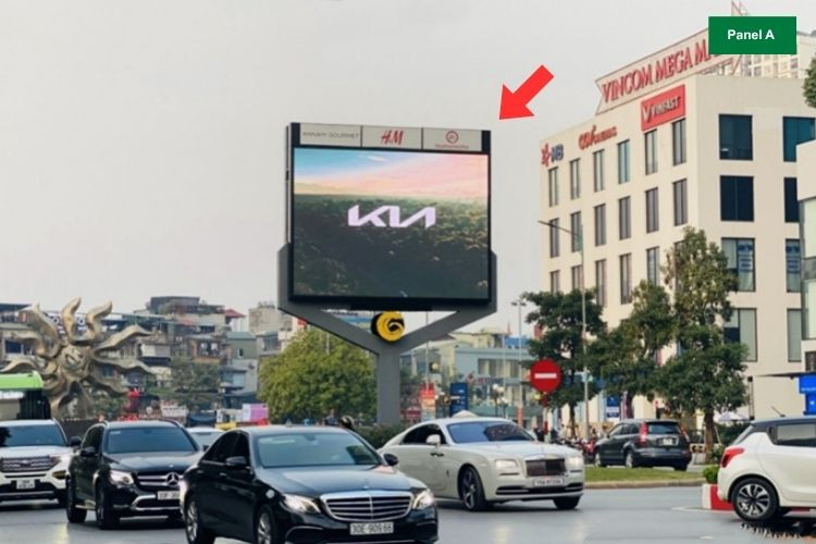 2 Panel Unipole Billboard at Vinhomes Time City, Hoang Mai District, Ha Noi City (Entrance of Times City and Park Hill)