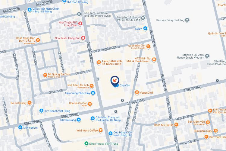 Map -  Digital Screen Billboard at 90 Hung Vuong, Hai Chau District, Da Nang City (Con Market)