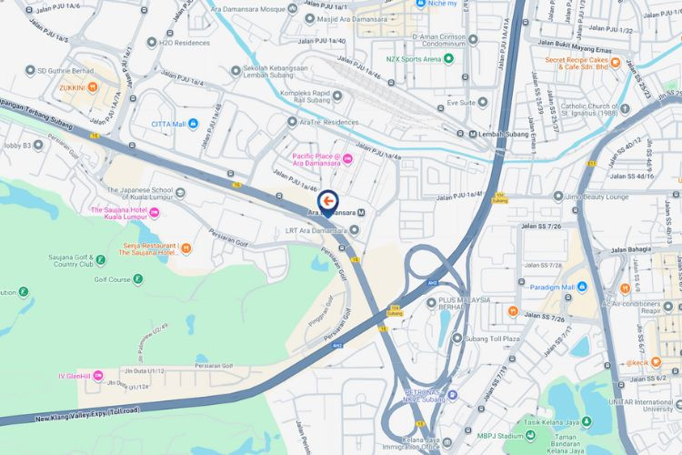 Map - Vertical Digital Screen Billboard at Jalan Lapangan Terbang Subang, Subang, Selangor (near LRT Ara Damansara)