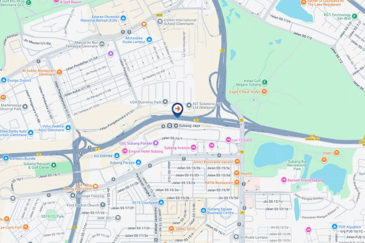 Map - Digital Gantry Billboard at Federal Highway KM18.8, Shah Alam, Selangor (beside LRT Station Subang Jaya & UOA Subang)