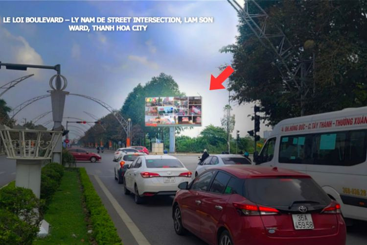 Horizontal LED Unipole Billboard at Le Loi - Ly Nam De Intersection, Hac Thanh Ward, Thanh Hoa