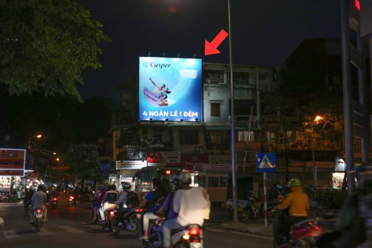 Night view - Wall-mounted Pano Billboard at Ngo Thi Nham – Nguyen Cong Tru Intersection, Hai Ba Trung, Ha Noi City