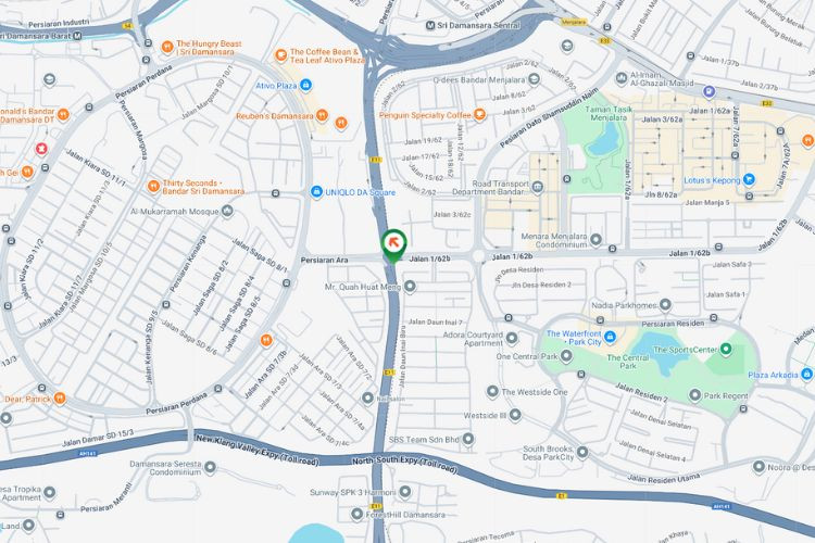 Map - Vertical Minipole Billboard at LDP Highway KM0.6, Bandar Menjalara, Petaling Jaya, Selangor