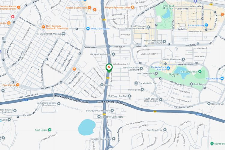 Map - Vertical Minipole Billboard at LDP Highway KM1.1, Petaling Jaya, Selangor (near Sunway SPK)