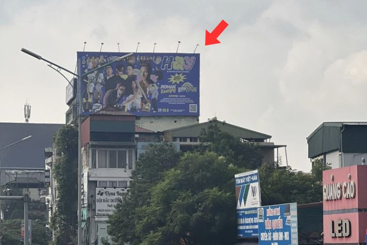 Day view - Wall-mounted Pano Billboard at 8 Nghi Tam Street, Tay Ho, Ha Noi City (An Duong Overpass - Nghi Tam Intersection)