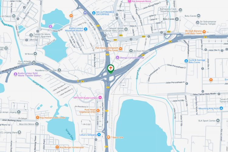 Map - Overhead Bridge Billboard at MRR2 Highway, Batu Caves Roundabout, Batu Caves, Selangor