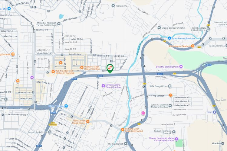 Map - Vertical Minipole Billboard at MRR2 Highway KM13.1, Sri Gombak, Kuala Lumpur