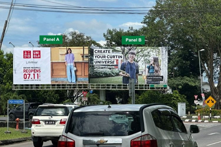 Day View - Horizontal Unipole Billboard at Jalan Bintang/ Jalan Miri Pujut, Miri, Sarawak (nearby Bintang Megamall & Miri City Fan Recreation Park)