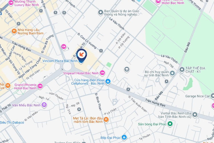 Map - Horizontal LED Wall Cladding Billboard at Ly Thai To – Tran Hung Dao Intersection (Six-way Junction), Suoi Hoa Ward, Bac Ninh