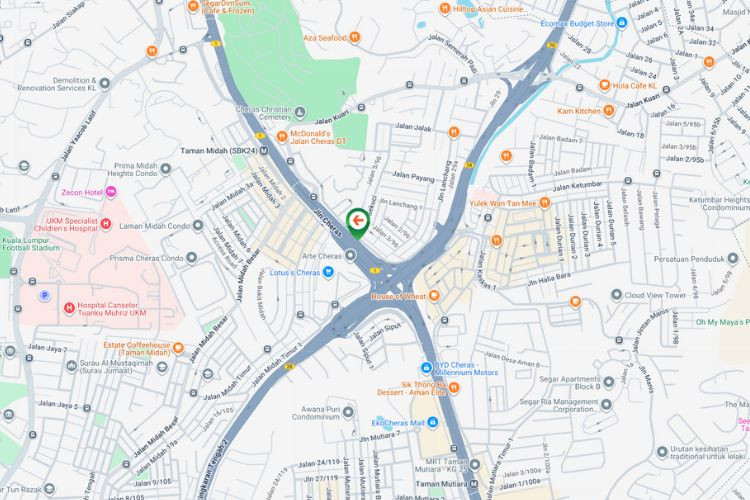 Map - Vertical Minipole Billboard at Jalan Cheras / Jalan Sekuci, Taman Sri Bahtera, Kuala Lumpur