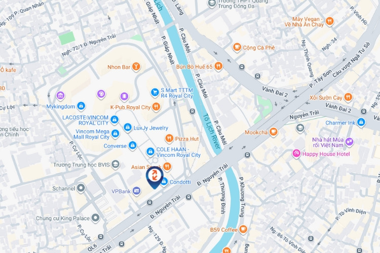 Map - Vertical LED Wall Cladding Billboard at 72 Nguyen Trai, Khuong Dinh Ward, Ha Noi City (Vincom Royal City)