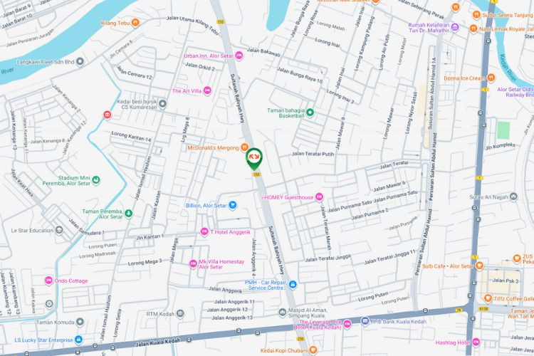 Map - Vertical Minipole Billboard at Sultanah Bahiyah Highway, Alor Setar, Kedah