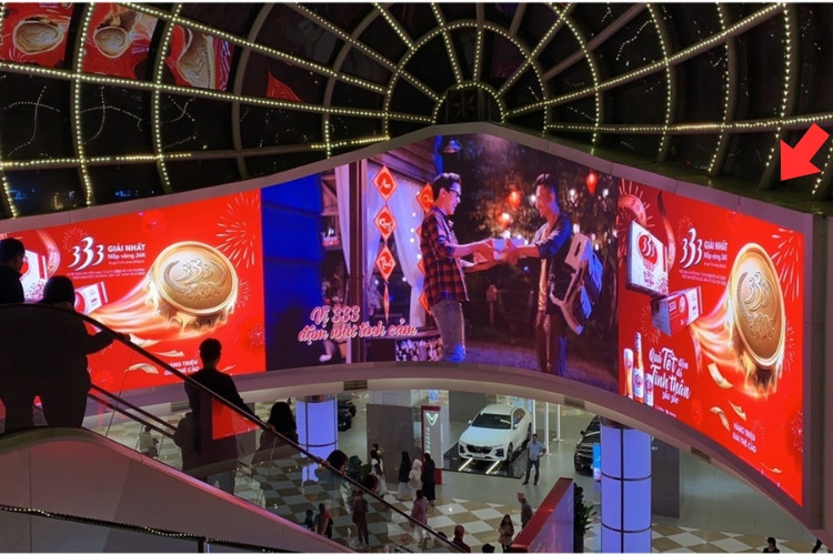 Night View -  Horizontal Curved LED screen Billboard at 458 Minh Khai, Vinh Tuy Ward, Ha Noi City (Vincom Mega Mall Times City)