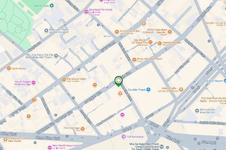 Map - Vertical E-tower Panel Billboard at Intersection of 3 Phan Chu Trinh – Le Thanh Ton, Ben Thanh Ward, Ho Chi Minh City