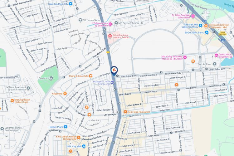 Map - Horizontal Digital Screen Billboard at Jalan Tebrau, Johor Bahru, Johor (near Wisma Daiman)