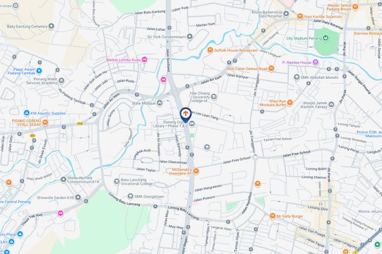 Map - Vertical Digital Screen Billboard at Jalan Masjid Negeri, Jelutong, Penang (next to Penang Digital Library)