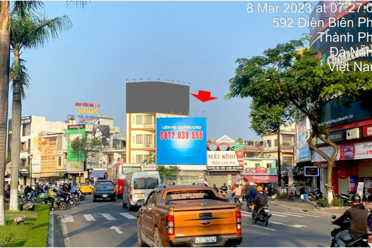 1 Panel Horizontal Wallscape Billboard at 610 Dien Bien Phu, Thanh Khe Ward, Da Nang City (Mother Nhu Monument Roundabout)