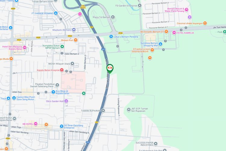 Map - Vertical Unipole Billboard at NSE Highway KM121.3, Kepala Batas, Penang (near Bertam interchange)