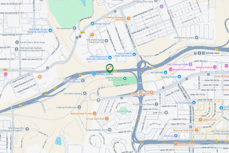 Map - Vertical Unipole Billboard at Federal Highway KM17.5, Subang Jaya, Selangor