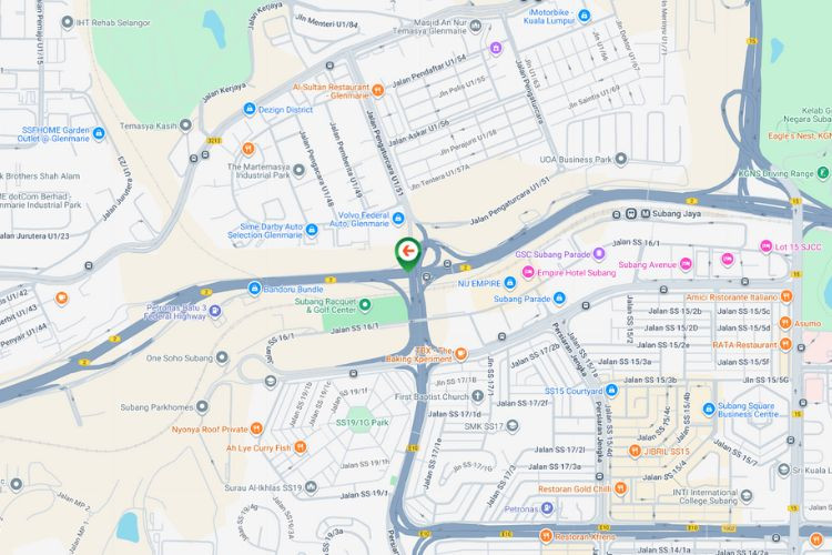 Map - Overhead Bridge Billboard at Federal Highway KM17.8, Subang, Selangor