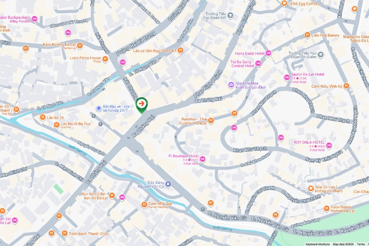 Map-  Horizontal Wallscape Billboard at Nguyen Van Cu – Ba Thang Hai Intersection, Xuan Huong Ward, Lam Dong