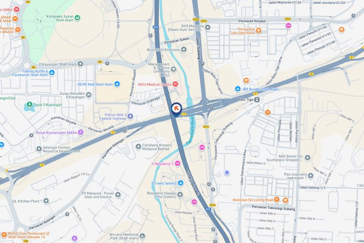 Map - Vertical Digital Screen Billboard at Federal / ELITE Highway - Carlsberg, Shah Alam, Selangor (B)