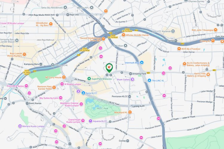 Map - Vertical Minipole Billboard at Jalan Ampang, Kuala Lumpur (near Tapak Urban Street Dining)