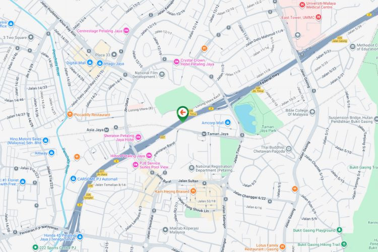 Map - Vertical Minipole Billboard at Federal Highway, Petaling Jaya, Selangor