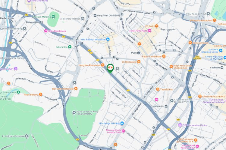 Map -  Overhead Bridge Billboard at Jalan Loke Yew, Kuala Lumpur (near SJK (C) Chung Kwo School)