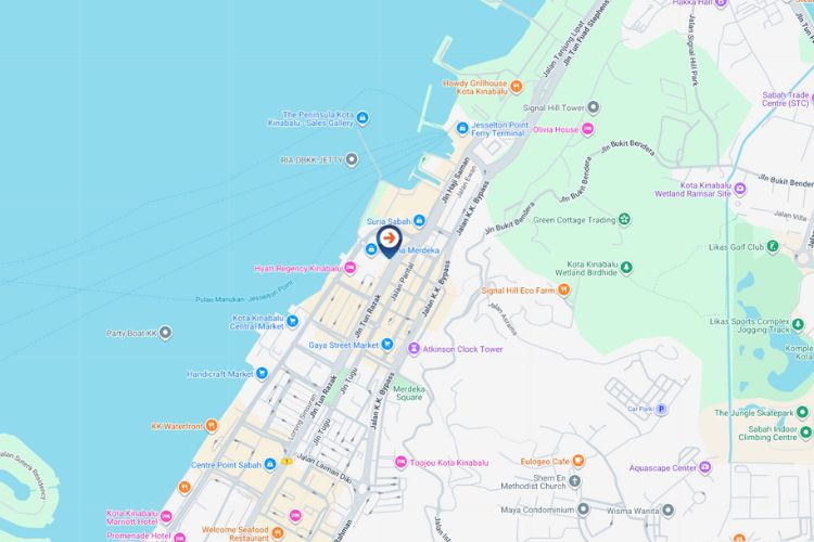 Map - Vertical Digital Screen Billboard at Wisma Merdeka, Jalan Tun Razak, Kota Kinabalu, Sabah