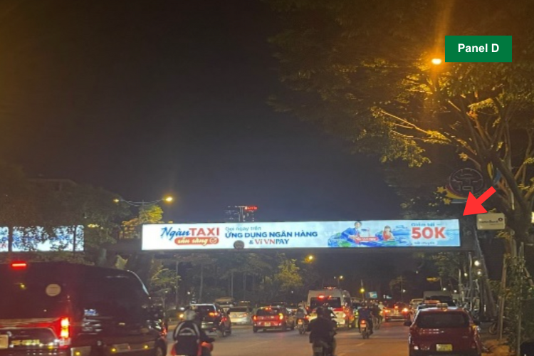 Night view (Panel D) - Horizontal Glass Bridge LED Billboard at 28 Vo Chi Cong, Ngoc Ha Ward, Ha Noi City