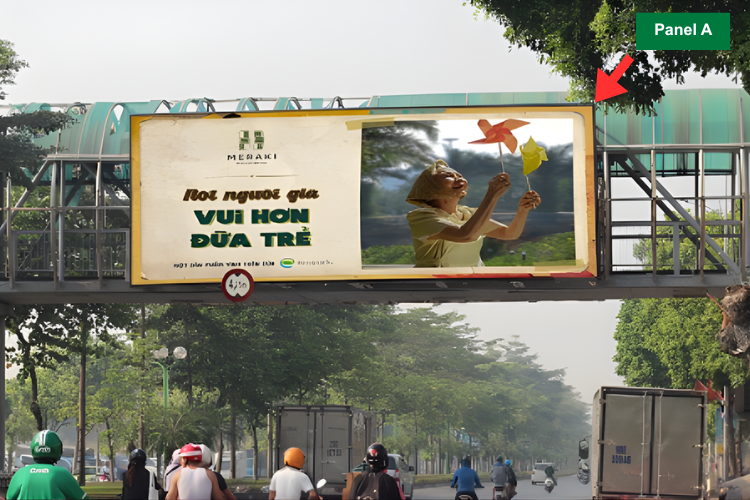 4 Panel Horizontal Wall-mounted Pano Billboard at 737 Ngo Gia Tu Street, Bo De Ward, Ha Noi City