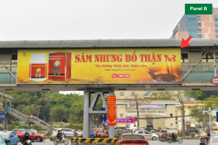 Day view (Panel B) - Horizontal Wall-mounted Pano Billboard at 117 Le Thanh Nghi Street, Bach Mai Ward, Ha Noi City