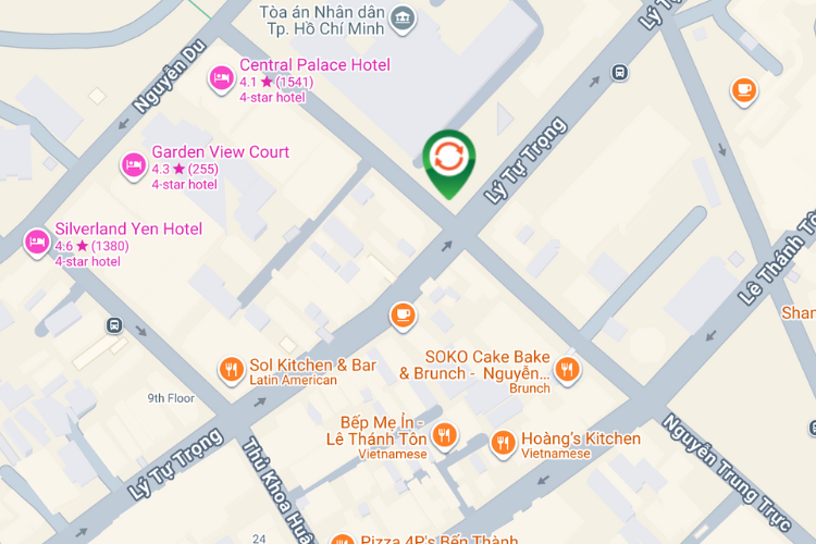 Map - Vertical E-tower Panel Billboard at 62 Ly Tu Trong, Ben Thanh Ward, Ho Chi Minh City (Ho Chi Minh City People's Court)