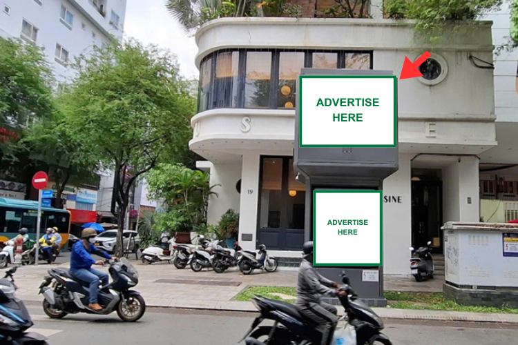 8 Sided Vertical E-tower Panel Billboard at 19 Le Thanh Ton, Sai Gon Ward, Ho Chi Minh City (L'Usine)