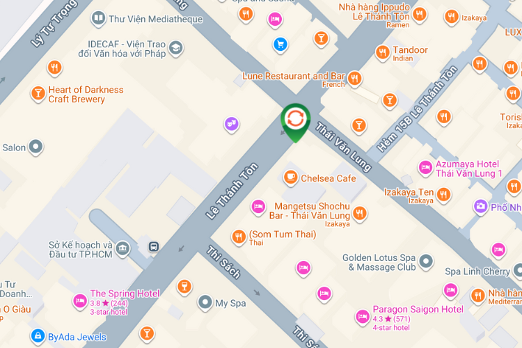 Map -  Vertical E-tower Panel Billboard at 19 Le Thanh Ton, Sai Gon Ward, Ho Chi Minh City (L'Usine)